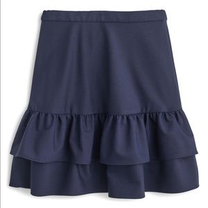 J Crew Navy ruffled skirt